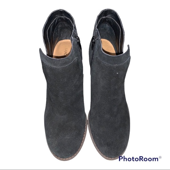 Lucky Brand Black Suede Yabba Booties 8 - Picture 2 of 7